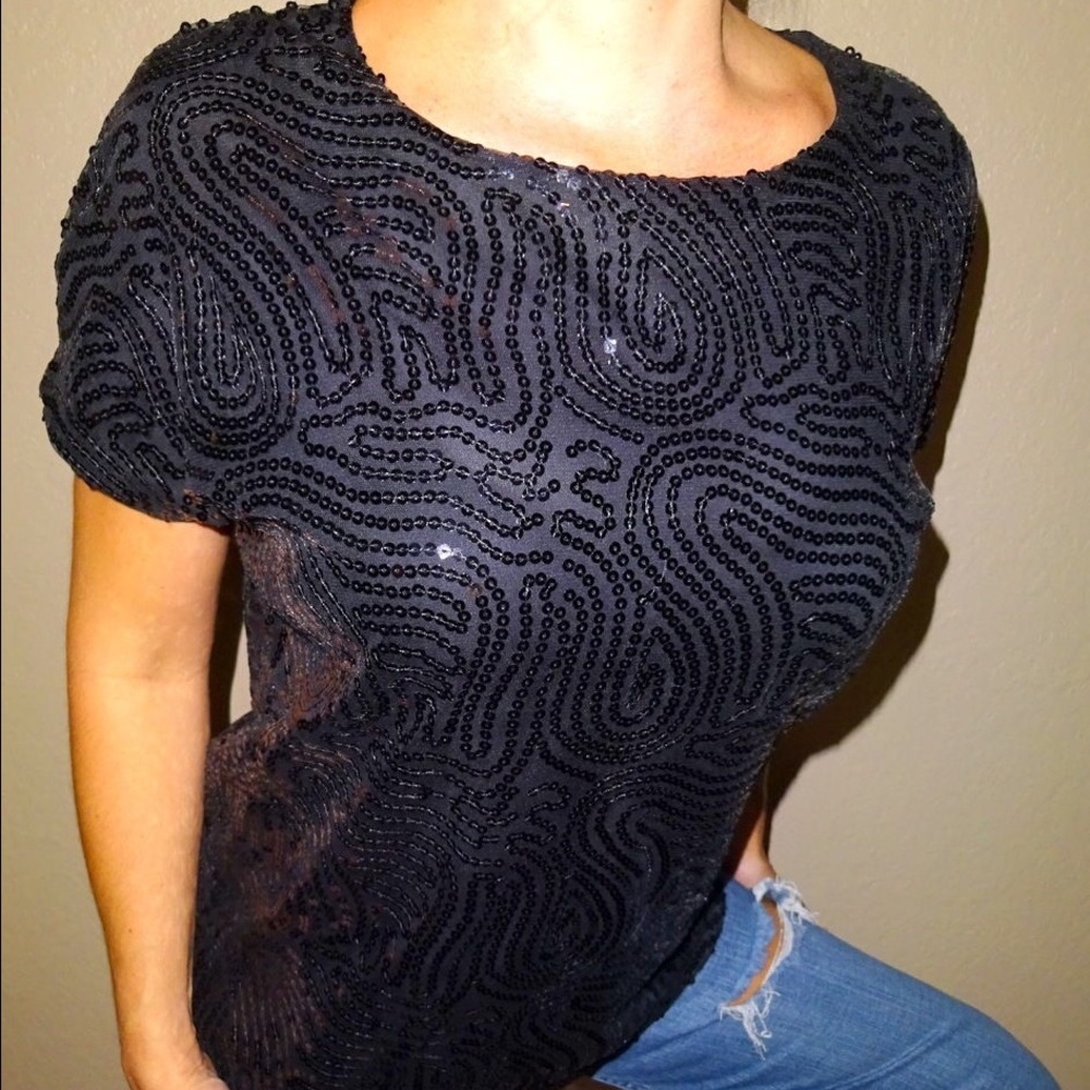 Michael Kors glitter New years eve sparkle black shirt